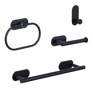 Accesorios baño kit metal negro mate adhesivo juego 4pz